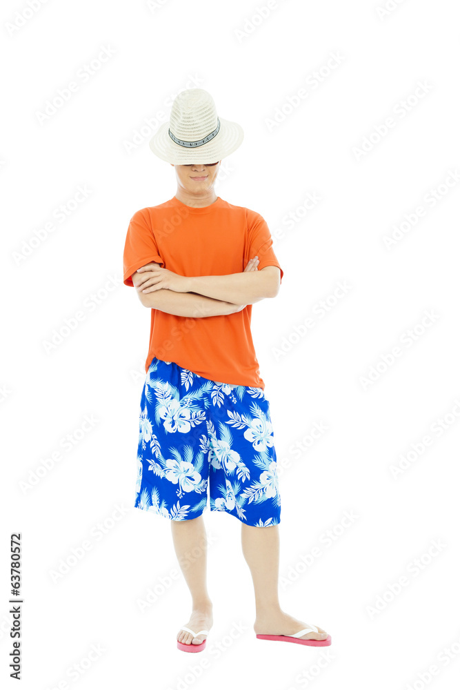 sunny man standing and across hands sunny man standing and across hands