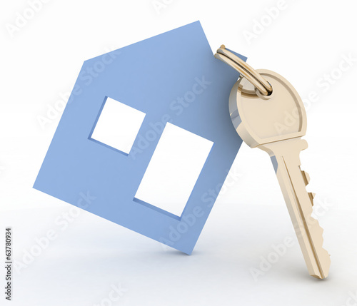 3d model house symbol with key. photo