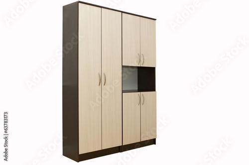 wooden wardrobe on a white
