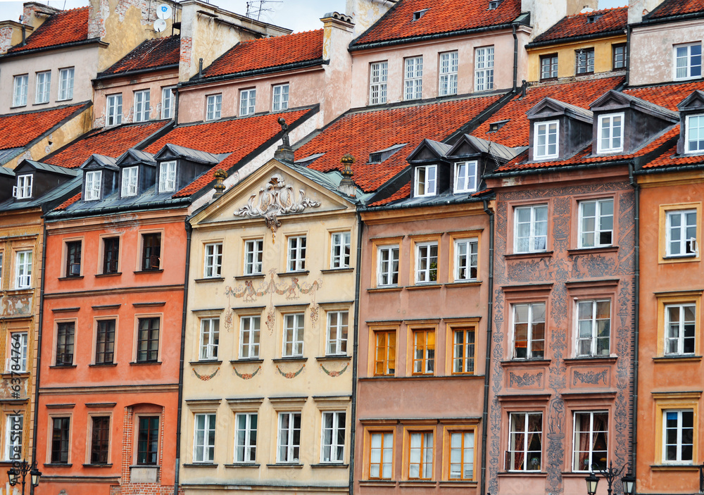 Architecture of Old Town in Warsaw, Poland