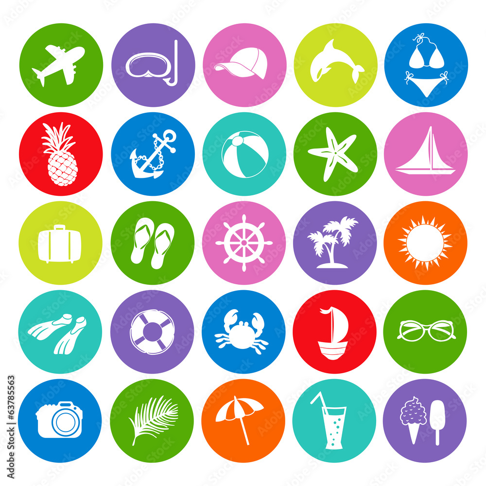 colorful summer icons colorful summer icons