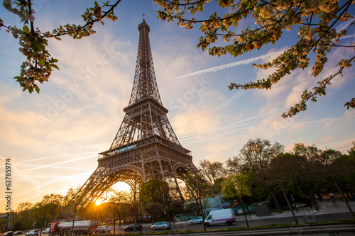 Eiffel Tower during spring time in Paris  France