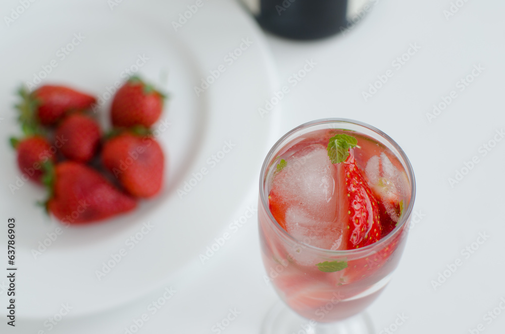 Strawberries in glass with mint Strawberries in glass with mint