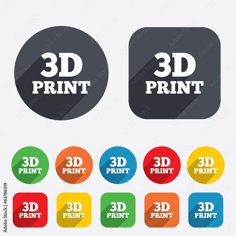 3D Print sign icon. 3d Printing symbol. 3D Print sign icon. 3d Printing symbol.
