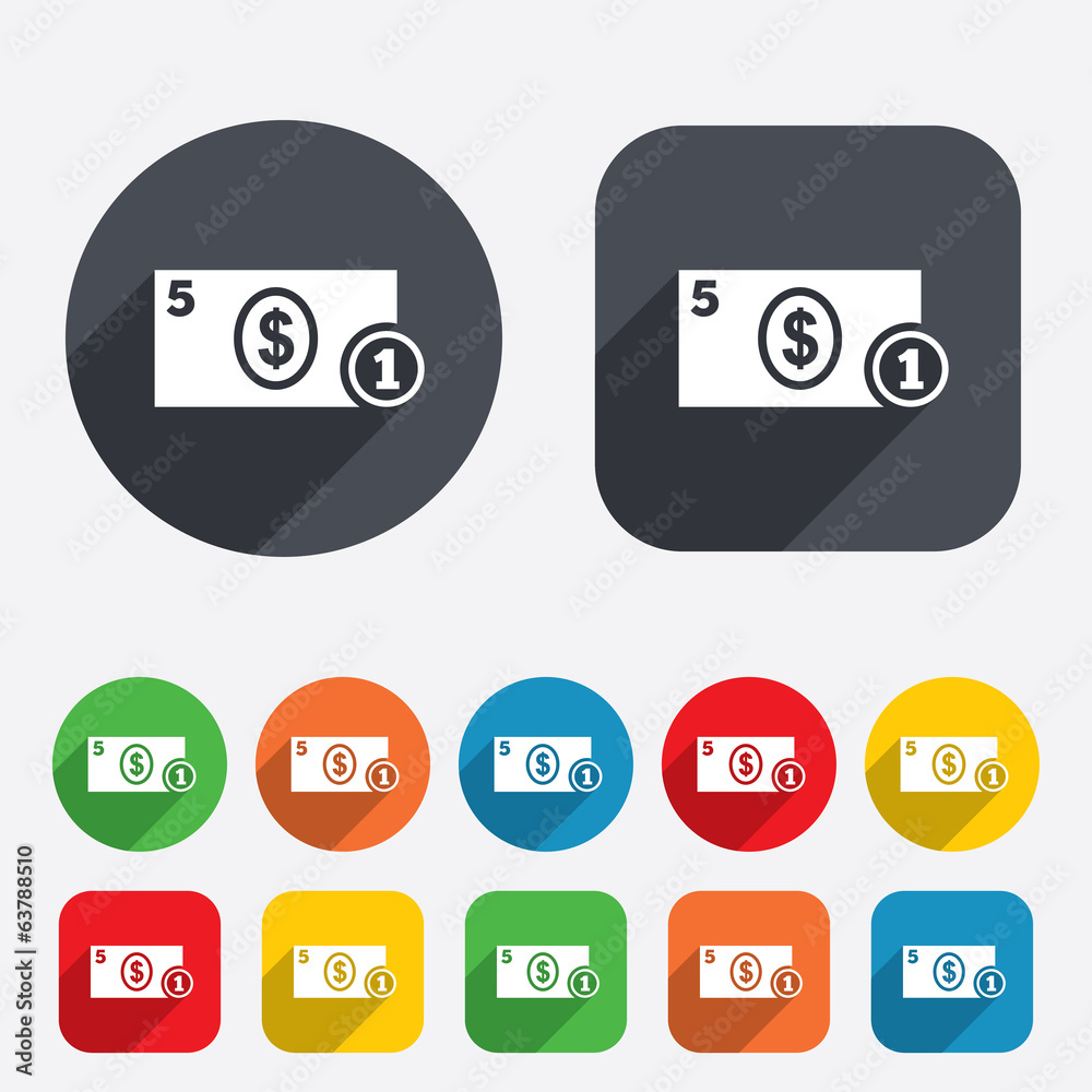 Cash sign icon. Dollar Money symbol. Coin. Cash sign icon. Dollar Money symbol. Coin.