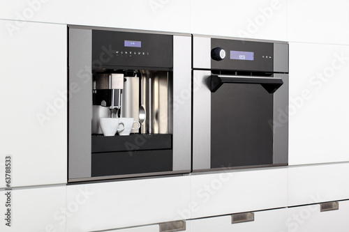 Obraz na plátne Espresso machine and steam oven built in.