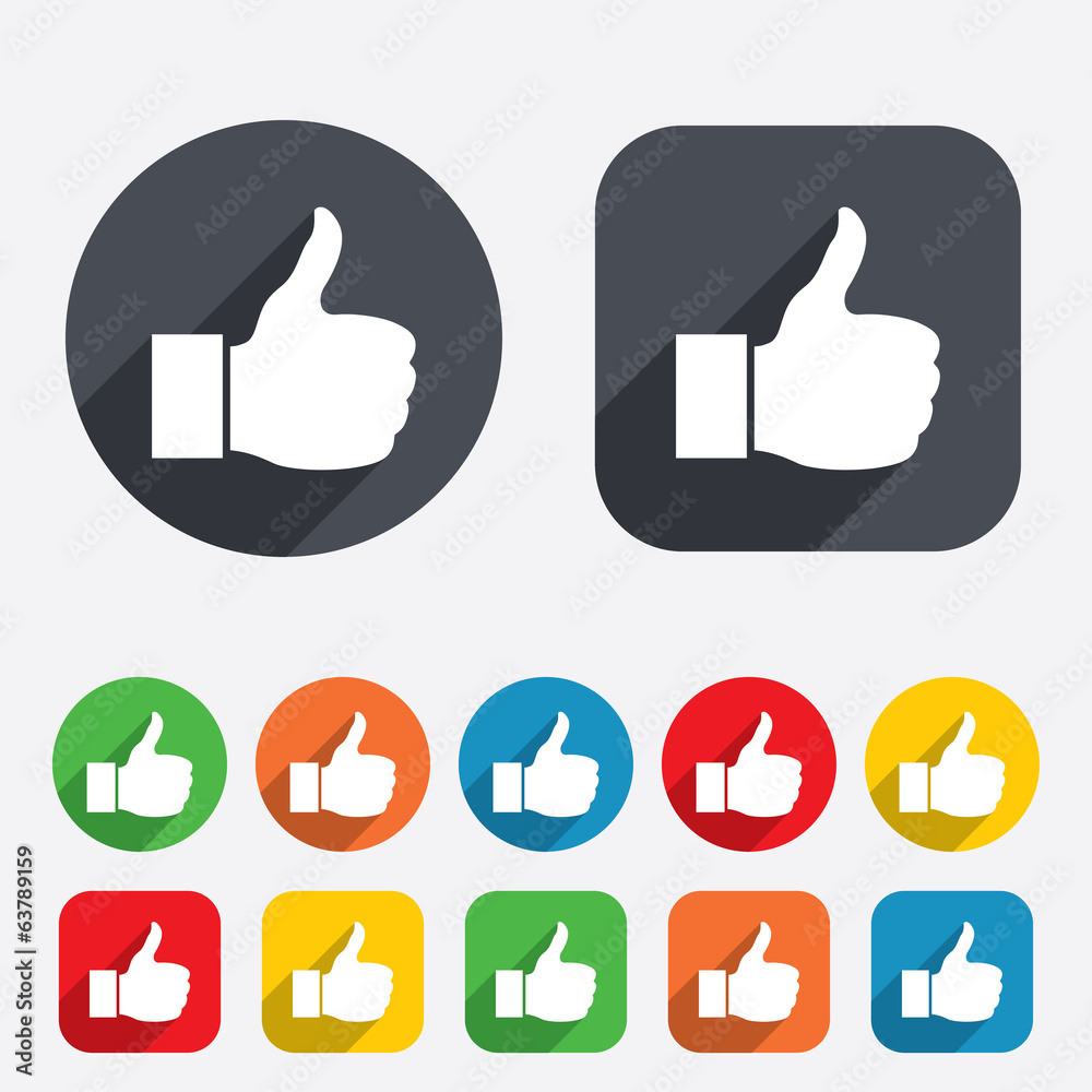 Like sign icon. Hand finger up symbol. Like sign icon. Hand finger up symbol.