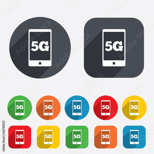 5G sign. Mobile telecommunications technology.