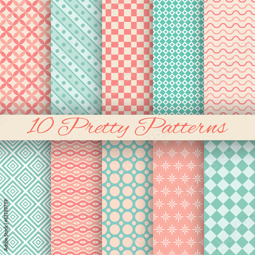 Pretty pastel vector seamless patterns (tiling, with swatch)