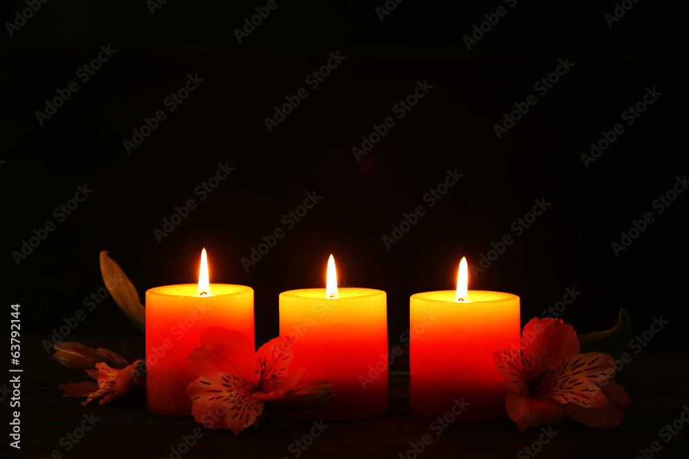 Beautiful candles with flowers
