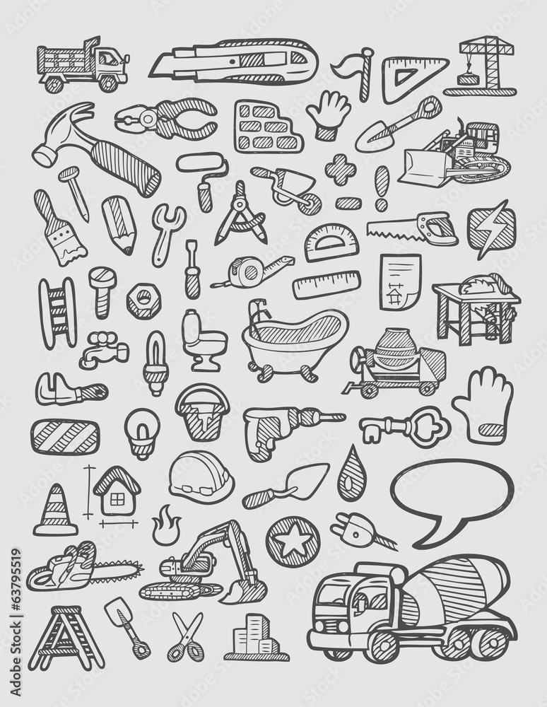 Construction Icons Sketch Vector