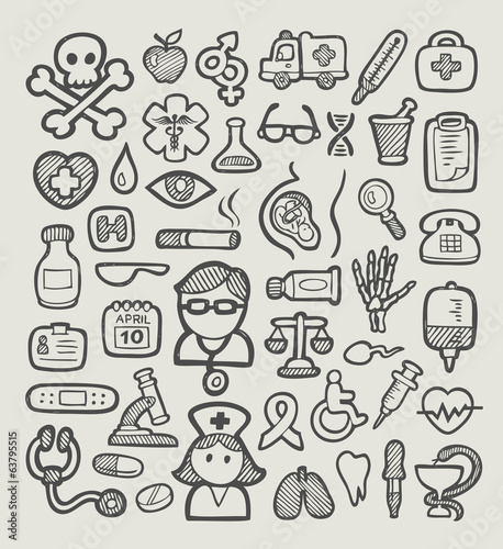 Medical or Hospital Icons Sketch Vector