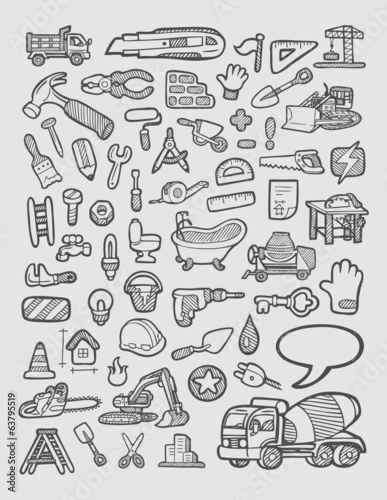 Construction Icons Sketch Vector