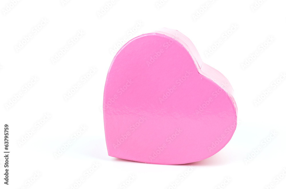 Pink heart box isolated white background