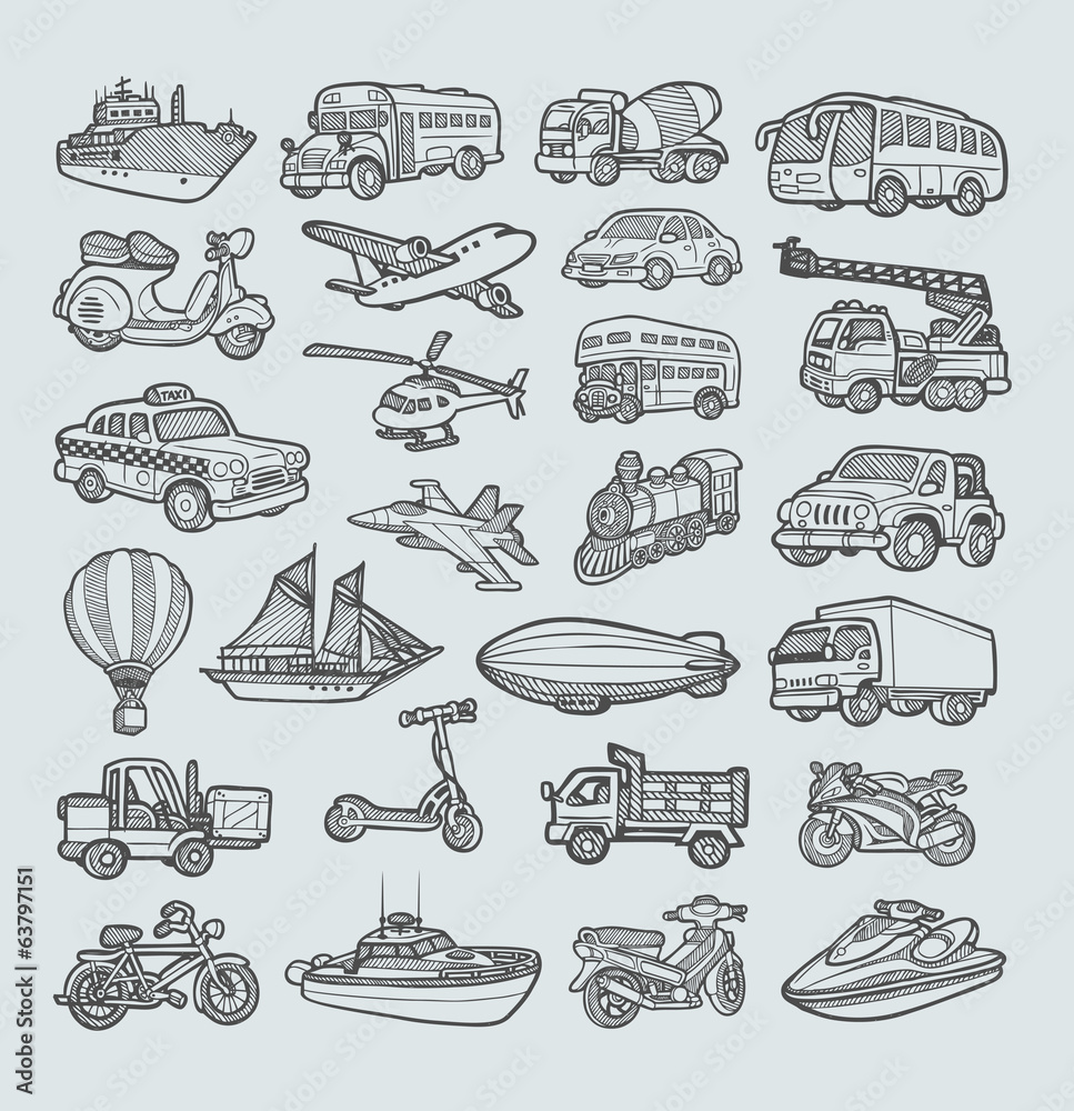 Transportation Icons Sketch. Easy to use, edit or change color. Transportation Icons Sketch. Easy to use, edit or change color.