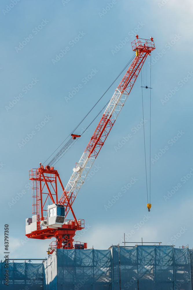 Industrial crane at a construction site