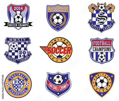 Football Soccer Badges, Patches and Emblem Vector Set
