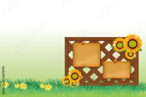 Fototapeta Naklejka Na Ścianę i Meble -  ラティスとひまわり