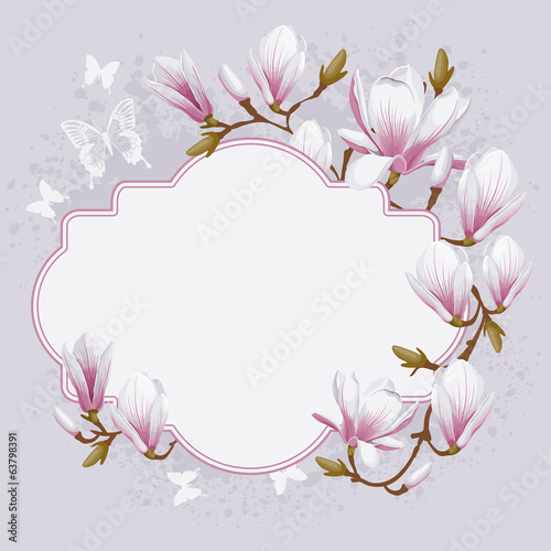 Vintage card with magnolia