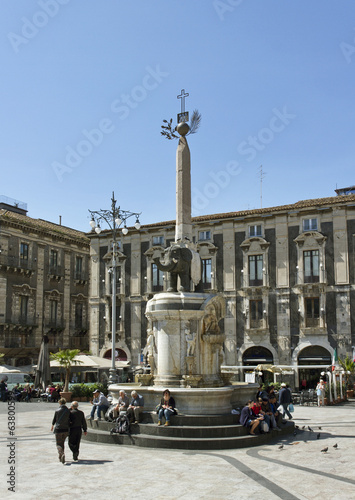  Piazza del Duomo in Catania with Elephant Statue.