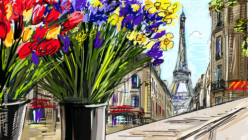 Street in paris - illustration #63801528