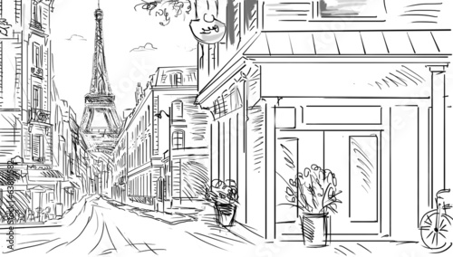Street in Paris - sketch  illustration #63801582