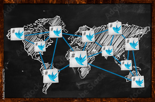 World twitter Connection on Blackboard photo