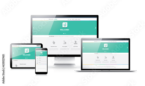 Flat modern responsive web design in electronic devices