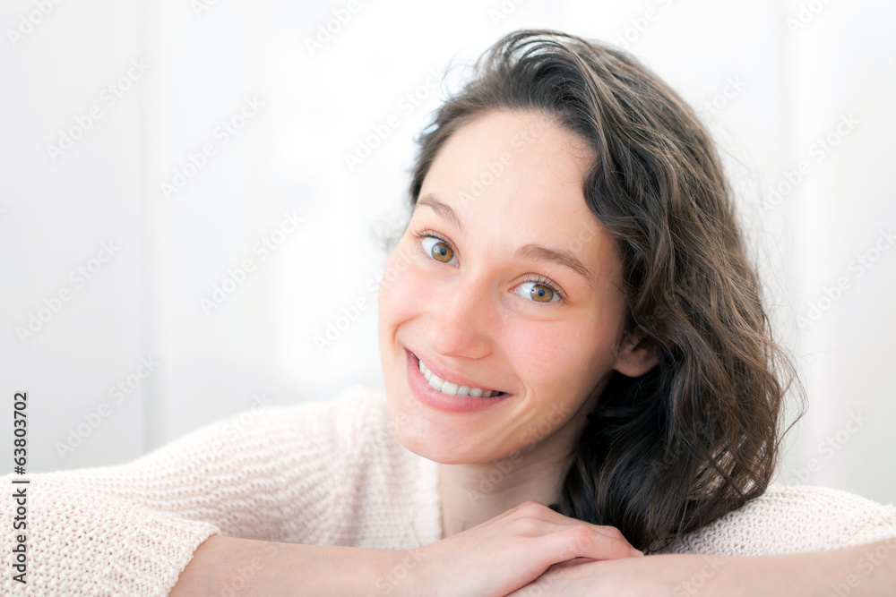 Portrait of an attractive thinking girl with curly hair Portrait of an attractive thinking girl with curly hair