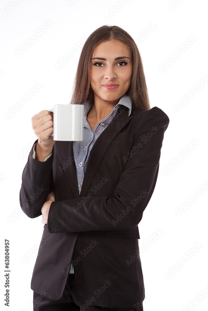 Young business woman with a tea cup Young business woman with a tea cup