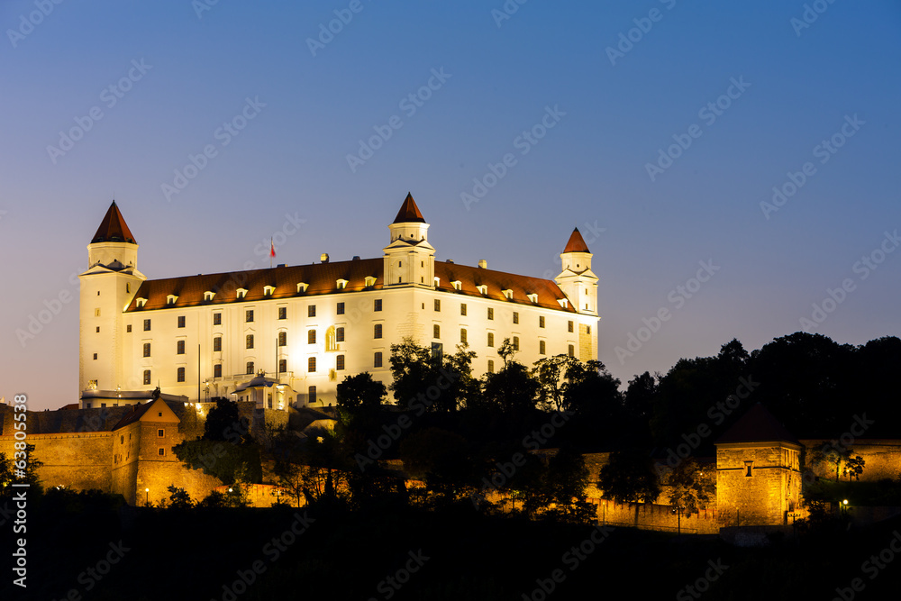 Bratislava Castle at night, Slovakia