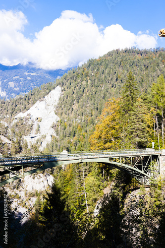 Alps landscape with a bridge near Versam, canton Graubunden, Swi photo