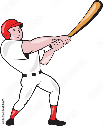 Baseball Player Swinging Bat Cartoon