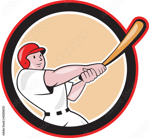 Baseball Player Batting Circle Cartoon