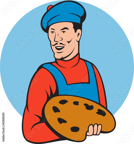 Artist Painter Holding Paint Palette Cartoon