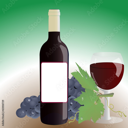 Bottle wine glass grapes