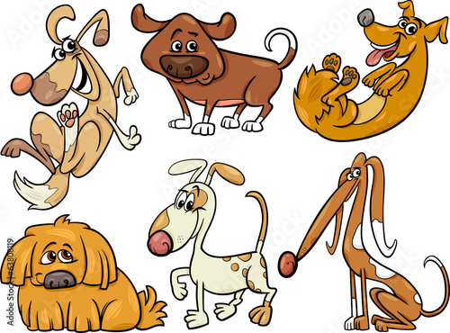 cute dogs set cartoon illustration