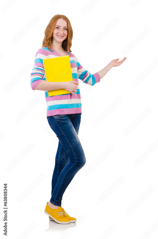 Young student with books isolated on white Young student with books isolated on white