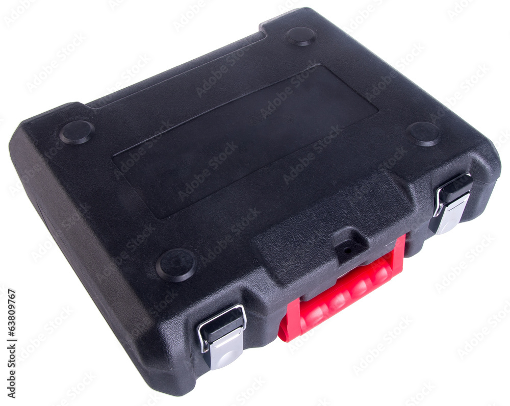 Black plastic tool box on the background Black plastic tool box on the background