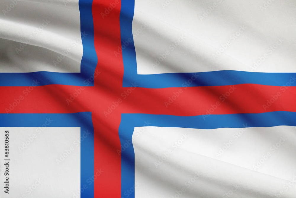 Obraz premium Series of ruffled flags. Faroe Islands.