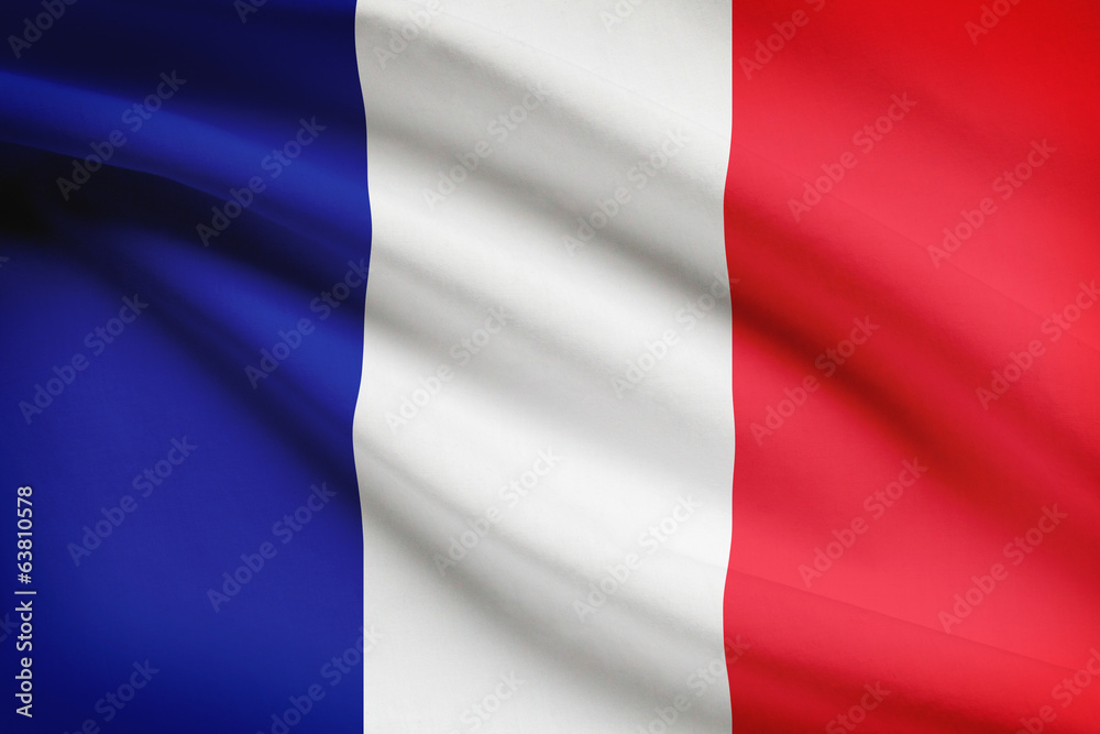 Series of ruffled flags. French Republic.