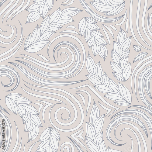 Abstract seamless pattern with flowers in curls