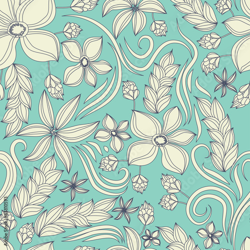 Seamless pattern with flowers in vintage colors