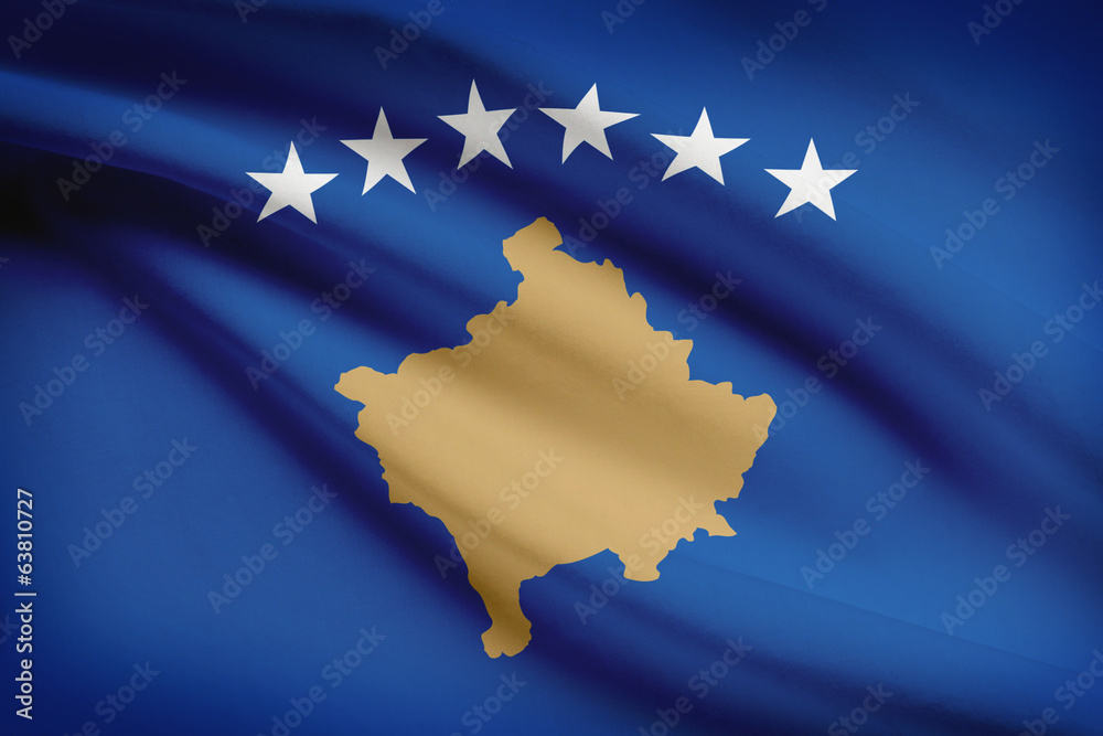 Series of ruffled flags. Republic of Kosovo.