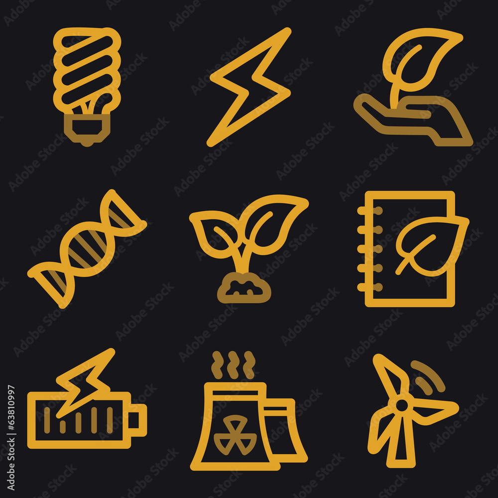 Fototapeta premium Eco web icons, gold line set
