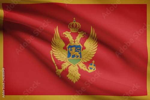 Series of ruffled flags. Montenegro.