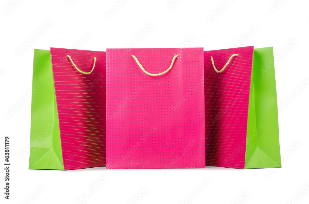 Colourful shopping bags isolated on white Colourful shopping bags isolated on white