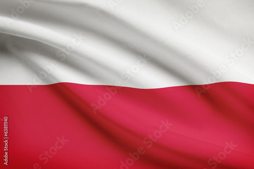 Series of ruffled flags. Republic of Poland.