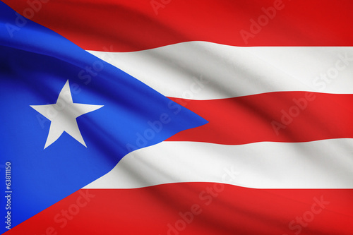 Series of ruffled flags. Commonwealth of Puerto Rico.