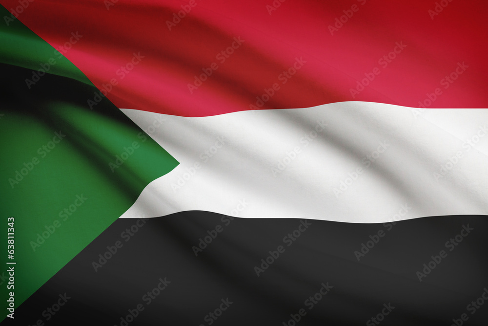 Series of ruffled flags. Republic of the Sudan.